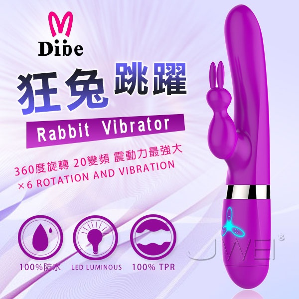 情趣用品-Dibe‧Rabbit Vibrator 狂兔跳躍 6×6變頻防水靜音強力按摩棒(紫)