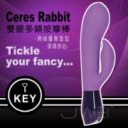 美國KEY．Ceres Rabbit克瑞斯兔 雙震多頻按摩棒-紫情趣用品