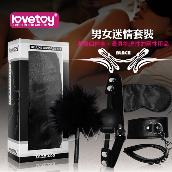 Lovetoy．黑色天使套裝7 -SM超值禮盒組(口塞+手銬+眼罩+調情羽毛)情趣用品