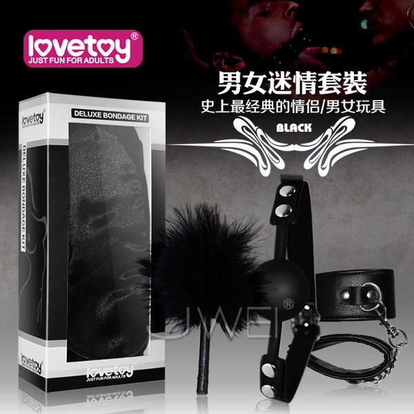 Lovetoy．黑色天使套裝6 -SM超值禮盒組(口塞+手銬+調情羽毛)情趣用品