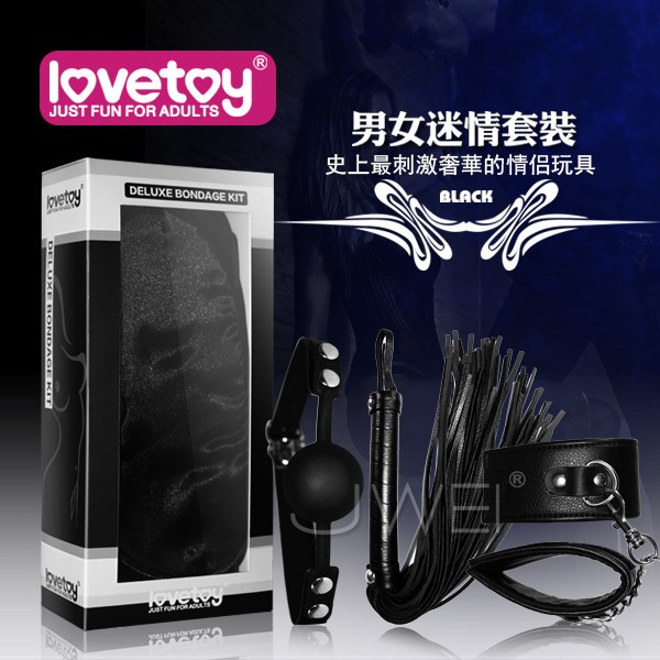 情趣用品-Lovetoy．黑色天使套裝5 -SM超值禮盒組(手銬+口塞+皮鞭)