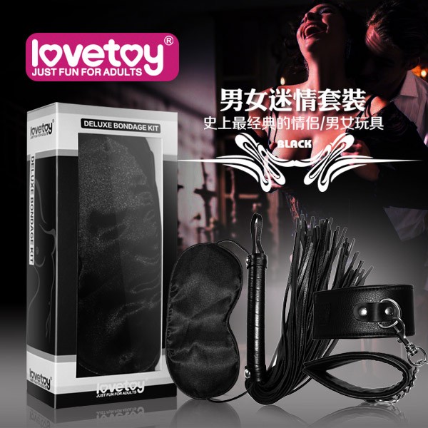 Lovetoy．黑色天使套裝4 -SM超值禮盒組(眼罩+手銬+皮鞭)情趣用品