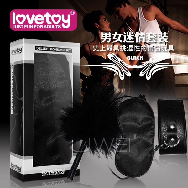 情趣用品-Lovetoy．黑色天使套裝3 -SM超值禮盒組(眼罩+手銬+調情羽毛)