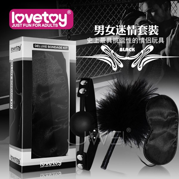 情趣用品-Lovetoy．黑色天使套裝2 -SM超值禮盒組(眼罩+口塞+調情羽毛)