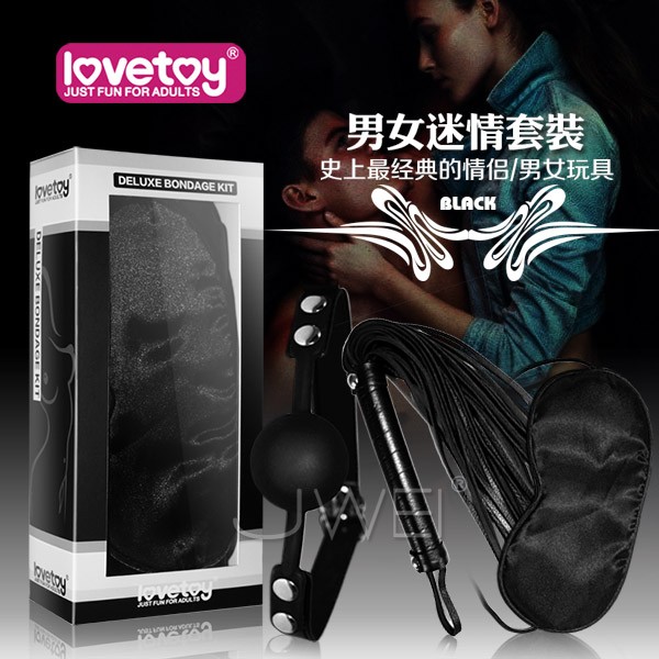 Lovetoy．黑色天使套裝1 -SM超值禮盒組(眼罩+口塞+皮鞭)情趣用品