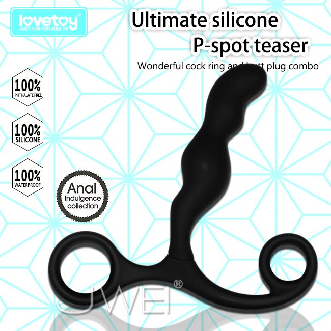 Lovetoy．Ultimate Silicone P-spot teaser前列腺按摩棒(黑)情趣用品