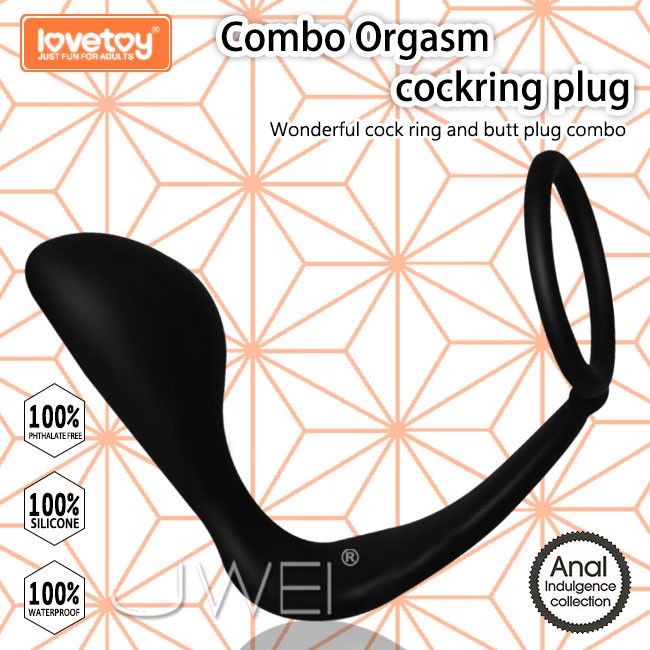 Lovetoy．Combo Orgasm cockring plug 鎖精環+指型肛塞