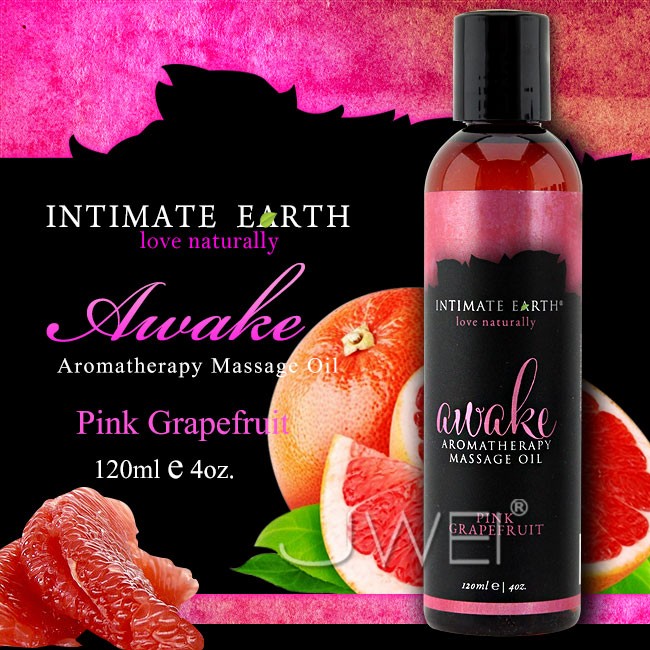 情趣用品-美國Intimate-Earth．Awake 芳香按摩油-粉紅葡萄柚(120ml)