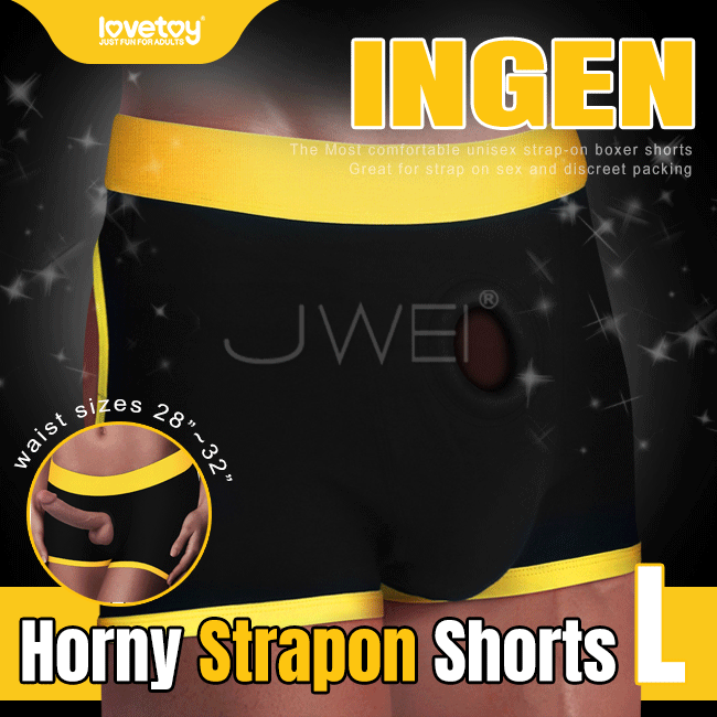 情趣用品-Lovetoy．INGEN系列Horny Strapon Shorts舒適透氣挖空露臀穿戴褲-L