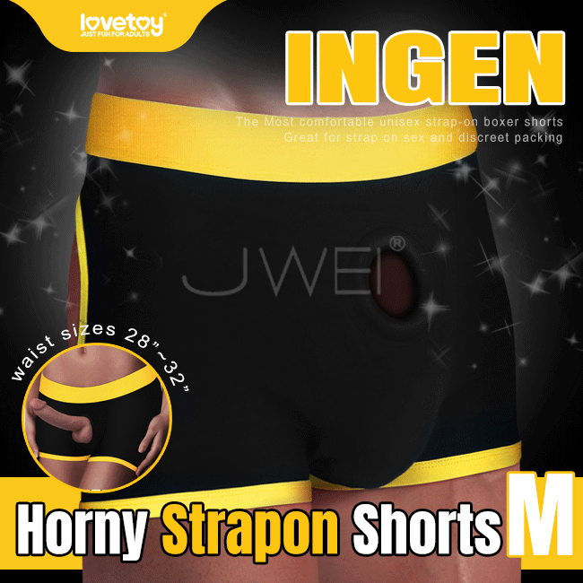 情趣用品-Lovetoy．INGEN系列Horny Strapon Shorts舒適透氣挖空露臀穿戴褲-M